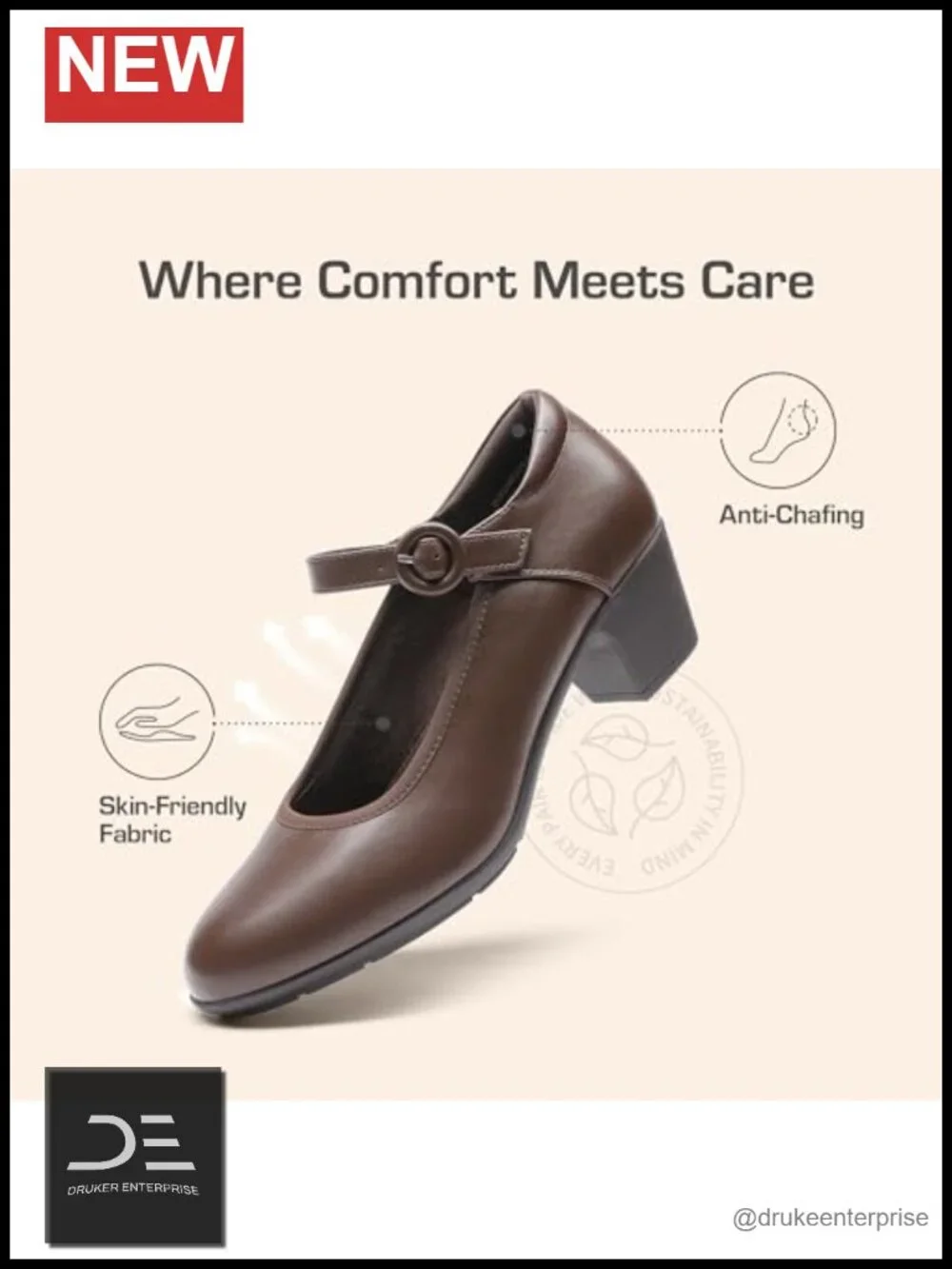 Mary Jane Low Chunky Heels with Arch Support Memory Foam Insole